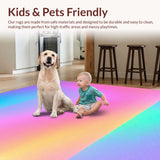 Ultra Soft Area Rug, Non Slip, Stain Resistant, Washable Area Rugs for Living Room, Bedroom, Pastel Rainbow Shaggy Nursery Playroom Rug(Pink)