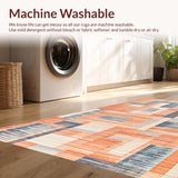 Ultra Soft Area Rug, Non Slip, Stain Resistant, Washable Area Rugs for Living Room, Bedroom, Bloom Washable Non-Slip Carpet - Vibrant Peach Blue Design(Orange)
