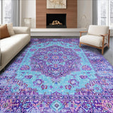 Ultra Soft Area Rug, Non Slip, Stain Resistant, Washable Area Rugs for Living Room, Bedroom, Luxurious Textured Geometric Layout(Blue)