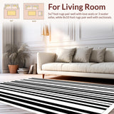 Ultra Soft Area Rug, Non Slip, Stain Resistant, Washable Area Rugs for Living Room, Bedroom, Modern Stripe Harmony Rug Minimalist Lines Contrasting Bands Contemporary Decor(Gray)