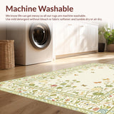 Ultra Soft Area Rug, Non Slip, Stain Resistant, Washable Area Rugs for Living Room, Bedroom, Elegant Earthy Insect Patterned Design(Ivory)