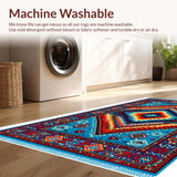 Ultra Soft Area Rug, Non Slip, Stain Resistant, Washable Area Rugs for Living Room, Bedroom, Geometric Teal and Rust Dining Room Rug(Red)