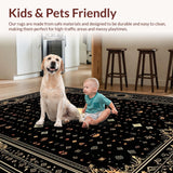 Ultra Soft Area Rug, Non Slip, Stain Resistant, Washable Area Rugs for Living Room, Bedroom, Haunting Black and White Medallion(Black)