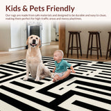 Modern Black and White Striped Area Unique Woven Design for Stylish Homes(Beige)