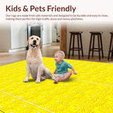 Ultra Soft Area Rug, Non Slip, Stain Resistant, Washable Area Rugs for Living Room, Bedroom, Charming Curvy Scalloped Accent(Yellow)