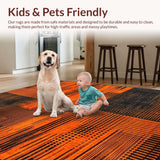 Ultra Soft Area Rug, Non Slip, Stain Resistant, Washable Area Rugs for Living Room, Bedroom, Irregular Geometric Lava Effect(Orange)