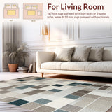 Ultra Soft Area Rug, Non Slip, Stain Resistant, Washable Area Rugs for Living Room, Bedroom, Non-Slip Low Pile Rug for Pet-Friendly Dining Spaces(Beige)