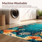 Ultra Soft Area Rug, Non Slip, Stain Resistant, Washable Area Rugs for Living Room, Bedroom, Colorful Nautical Fantasy Design(Blue)