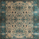 Ultra Soft Area Rug, Non Slip, Stain Resistant, Washable Area Rugs for Living Room, Bedroom, Artisanal Earthy Toned Motif(Beige)