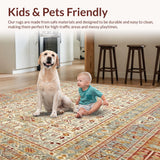 Ultra Soft Area Rug, Non Slip, Stain Resistant, Washable Area Rugs for Living Room, Bedroom, Waterproof Patio Camping Mat Geometric Brown & Beige(Blue)
