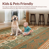 Ultra Soft Area Rug, Non Slip, Stain Resistant, Washable Area Rugs for Living Room, Bedroom, Casual Striped Geometric Fusion(Brown)