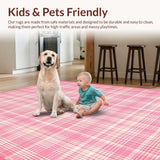 Ultra Soft Area Rug, Non Slip, Stain Resistant, Washable Area Rugs for Living Room, Bedroom, Rustic Symmetrical Pattern Delight(Pink)