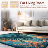Ultra Soft Area Rug, Non Slip, Stain Resistant, Washable Area Rugs for Living Room, Bedroom, Octopus Fantasy Undersea Adventure Rug Runner Nautical Whale-Inspired Print(Blue)
