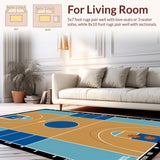 Ultra Soft Area Rug, Non Slip, Stain Resistant, Washable Area Rugs for Living Room, Bedroom, Bold Graphic Sports Surface(Brown)