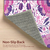 Ultra Soft Area Rug, Non Slip, Stain Resistant, Washable Area Rugs for Living Room, Bedroom, Rustic Multi-Tone Floral Fusion(Purple)