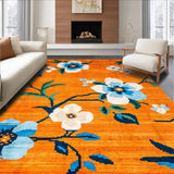 Ultra Soft Area Rug, Non Slip, Stain Resistant, Washable Area Rugs for Living Room, Bedroom, Eclectic Colorful Nature-Inspired Design(Orange)