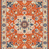 Ultra Soft Area Rug, Non Slip, Stain Resistant, Washable Area Rugs for Living Room, Bedroom, Rustic Orange Patterned Delight(Orange)