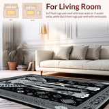 Ultra Soft Area Rug, Non Slip, Stain Resistant, Washable Area Rugs for Living Room, Bedroom, Rustic Animal Print Ethnic Aesthetic(Gray)