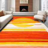 Ultra Soft Area Rug, Non Slip, Stain Resistant, Washable Area Rugs for Living Room, Bedroom, Lively Abstract Sunray Design(Orange)