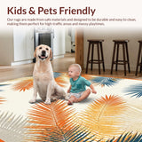 Ultra Soft Area Rug, Non Slip, Stain Resistant, Washable Area Rugs for Living Room, Bedroom, Energetic Cream and Coral Theme(Orange)