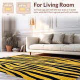 Ultra Soft Area Rug, Non Slip, Stain Resistant, Washable Area Rugs for Living Room, Bedroom, Modern Geometric Tiger Area(Gold)