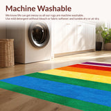 Ultra Soft Area Rug, Non Slip, Stain Resistant, Washable Area Rugs for Living Room, Bedroom, Vibrant Rainbow Stripe Plush Nursery Rug(Red)