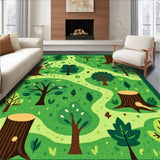 Ultra Soft Area Rug, Non Slip, Stain Resistant, Washable Area Rugs for Living Room, Bedroom, Whimsical Stone Pathway Illustration(Green)