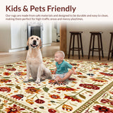 Ultra Soft Area Rug, Non Slip, Stain Resistant, Washable Area Rugs for Living Room, Bedroom, Boho Bloom Bathroom Non Slip Artistic Floral Bath(Beige)