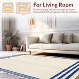Versatile Striped Area Stylish Coastal Living Decor(Beige)