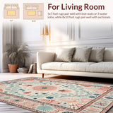 Ultra Soft Area Rug, Non Slip, Stain Resistant, Washable Area Rugs for Living Room, Bedroom, Coral Reef Nautical Elegance(Ivory)