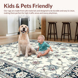 Ultra Soft Area Rug, Non Slip, Stain Resistant, Washable Area Rugs for Living Room, Bedroom, Contemporary Subtle Patterned Motif(White)