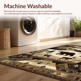 Ultra Soft Area Rug, Non Slip, Stain Resistant, Washable Area Rugs for Living Room, Bedroom, Rustic Earthy Animal Motifs(Beige)