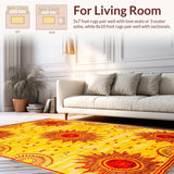Ultra Soft Area Rug, Non Slip, Stain Resistant, Washable Area Rugs for Living Room, Bedroom, Dynamic Helios Burst Scheme(Yellow)