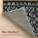 Ultra Soft Area Rug, Non Slip, Stain Resistant, Washable Area Rugs for Living Room, Bedroom, Lightweight Waterproof Picnic Rug with Floral Design(Black)
