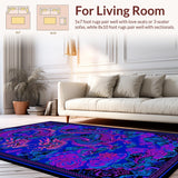 Ultra Soft Area Rug, Non Slip, Stain Resistant, Washable Area Rugs for Living Room, Bedroom, Eclectic Purple and Blue Palette(Blue)