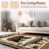 Ultra Soft Area Rug, Non Slip, Stain Resistant, Washable Area Rugs for Living Room, Bedroom, Rustic Wildlife Bear Motif(Brown)