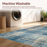 Ultra Soft Area Rug, Non Slip, Stain Resistant, Washable Area Rugs for Living Room, Bedroom, Elegant Ombre Throw Rug with Distressed Artistic Blue and Beige Design(Blue)