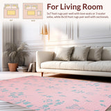 Ultra Soft Area Rug, Non Slip, Stain Resistant, Washable Area Rugs for Living Room, Bedroom, Trendy Ultra-Thin Graphic Appeal(Pink)