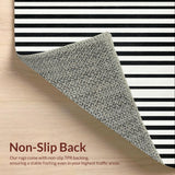 Ultra Soft Area Rug, Non Slip, Stain Resistant, Washable Area Rugs for Living Room, Bedroom, Monochrome Striped Layered Accent Rug with Non-Slip Absorbent Design(Black)
