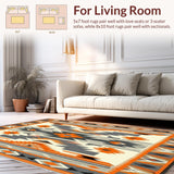 Ultra Soft Area Rug, Non Slip, Stain Resistant, Washable Area Rugs for Living Room, Bedroom, Native American Inspired Area Multicolor Aztec Design(Orange)