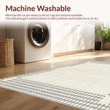 Ultra Soft Area Rug, Non Slip, Stain Resistant, Washable Area Rugs for Living Room, Bedroom, Boho Geometric Area Monochrome(Beige)