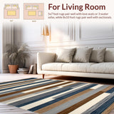 Ultra Soft Area Rug, Non Slip, Stain Resistant, Washable Area Rugs for Living Room, Bedroom, Lively Patterned Striping with Flair(Brown)