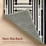 Ultra Soft Area Rug, Non Slip, Stain Resistant, Washable Area Rugs for Living Room, Bedroom, Black & White Geometric Stripe Rug Front Porch Elegance(Gray)