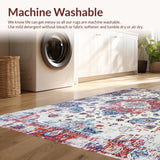 Ultra Soft Area Rug, Non Slip, Stain Resistant, Washable Area Rugs for Living Room, Bedroom, Whimsical Colorful Ogee Style(Red)