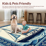 Ultra Soft Area Rug, Non Slip, Stain Resistant, Washable Area Rugs for Living Room, Bedroom, Vibrant Sailboat Coastal Theme(Blue)
