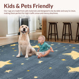 Ultra Soft Area Rug, Non Slip, Stain Resistant, Washable Area Rugs for Living Room, Bedroom, Charming Soft Grey Cosmic Motif(Blue)