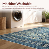 Ultra Soft Area Rug, Non Slip, Stain Resistant, Washable Area Rugs for Living Room, Bedroom, Chic Area with Striking Blue and Beige Abstract Motifs for Spaces(Blue)