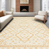 Ultra Soft Area Rug, Non Slip, Stain Resistant, Washable Area Rugs for Living Room, Bedroom, Contemporary Boho Diamond Pattern with Artistic Tan Lines and Modern Accents(Beige)