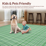 Ultra Soft Area Rug, Non Slip, Stain Resistant, Washable Area Rugs for Living Room, Bedroom, Serene Modern Linear Pattern Fusion(Green)
