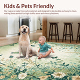 Ultra Soft Area Rug, Non Slip, Stain Resistant, Washable Area Rugs for Living Room, Bedroom, Eclectic Vintage Bug Arrangement(Green)